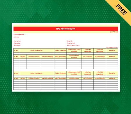 Download TDS Reconciliation Template in Excel