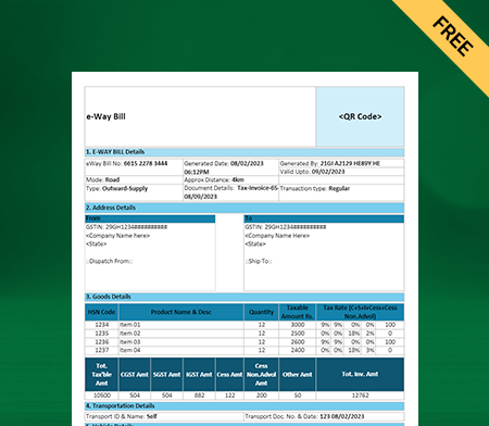 Excel template for e-way bill