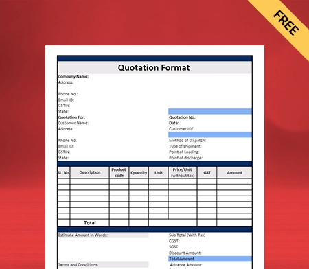 Export quotation template in PDF