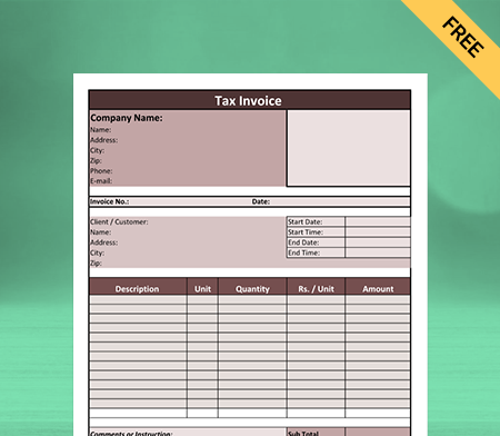 Car Rental Bill Format in Sheets