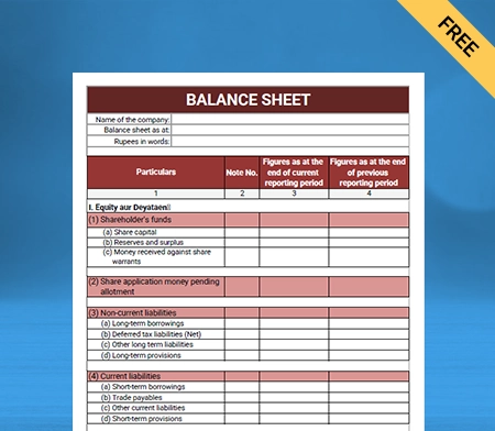 Balance Sheet Format in English