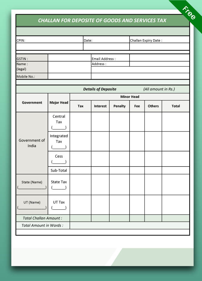 Challan format in excel