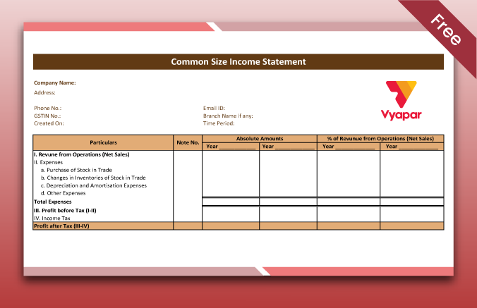 Free common size template for income statement