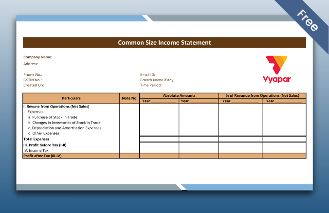 Word format of common size income statement