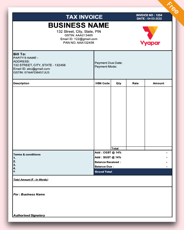 Invoice Format in Excel - Theme 4