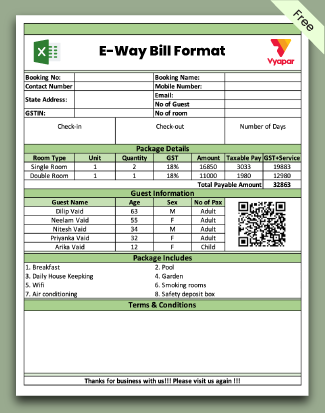 E-Way Bill Format in Excel