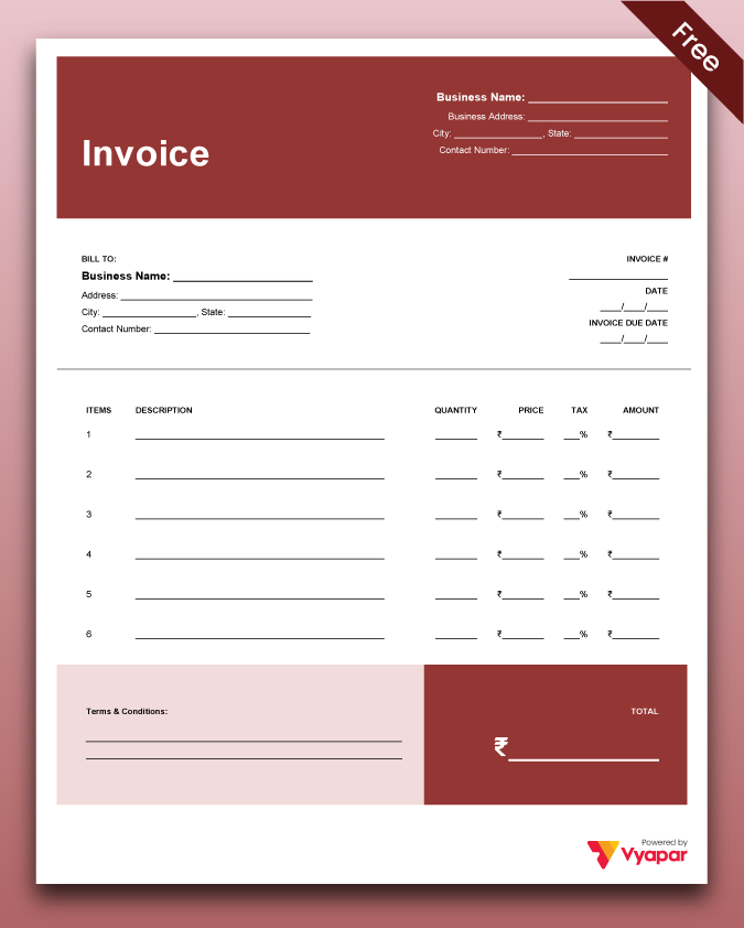 GST Bill Book Format