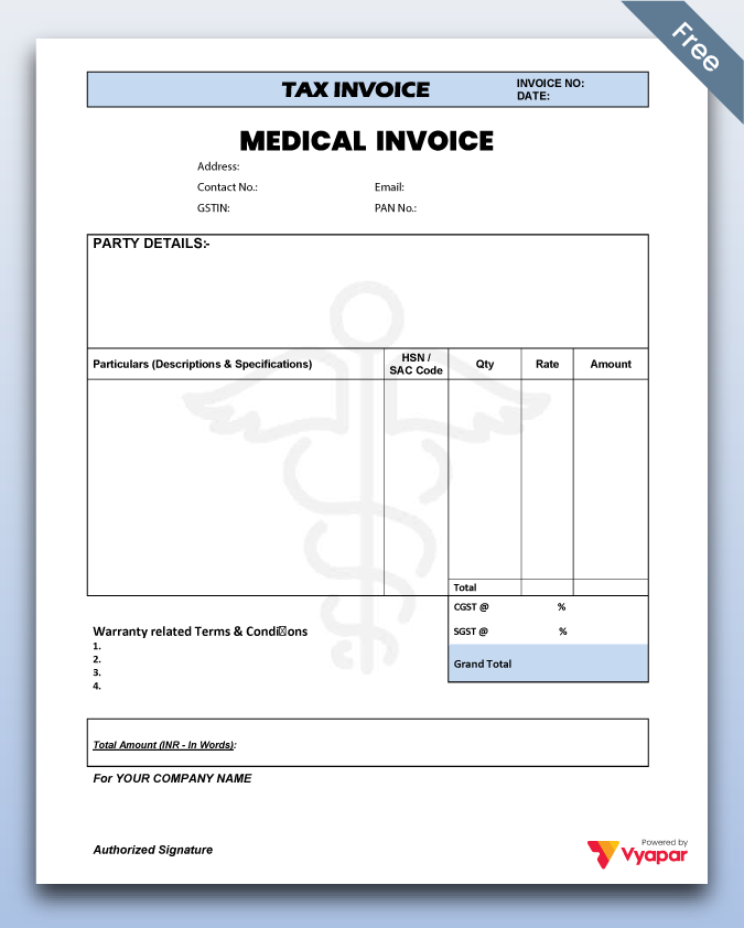 Medical Bill Book Format