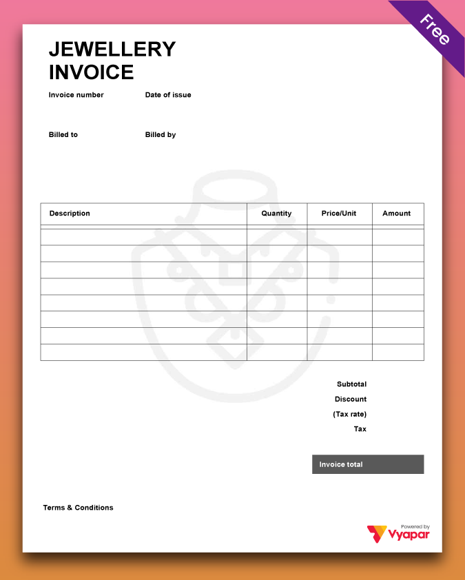 Jewellery Bill Book Format