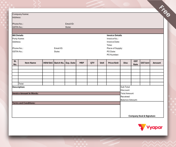 Sale Invoice Format - 05