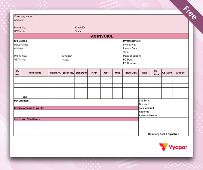 Sale Invoice Format - 06