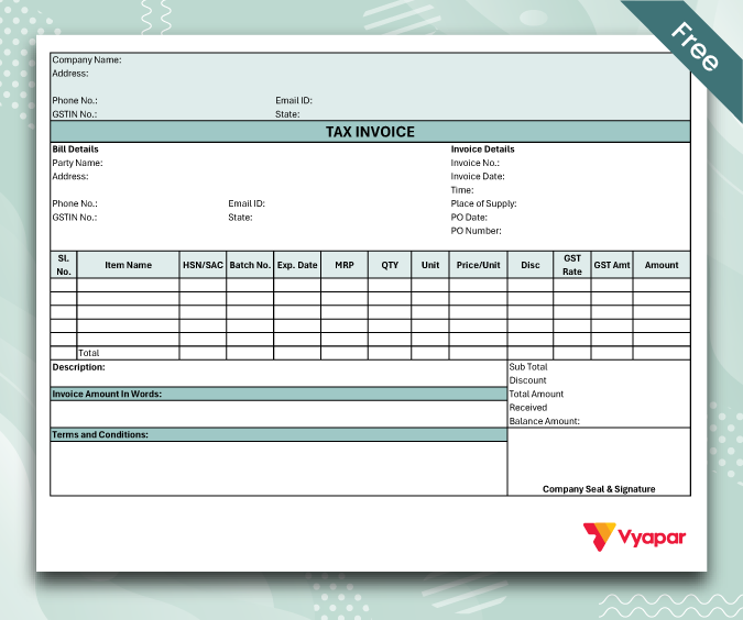 Sale Invoice Format - 07