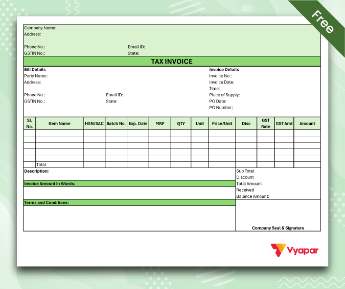 Sale Invoice Format - 01