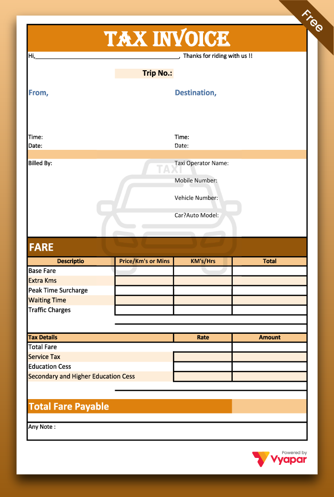 Taxi Invoice Format - 08