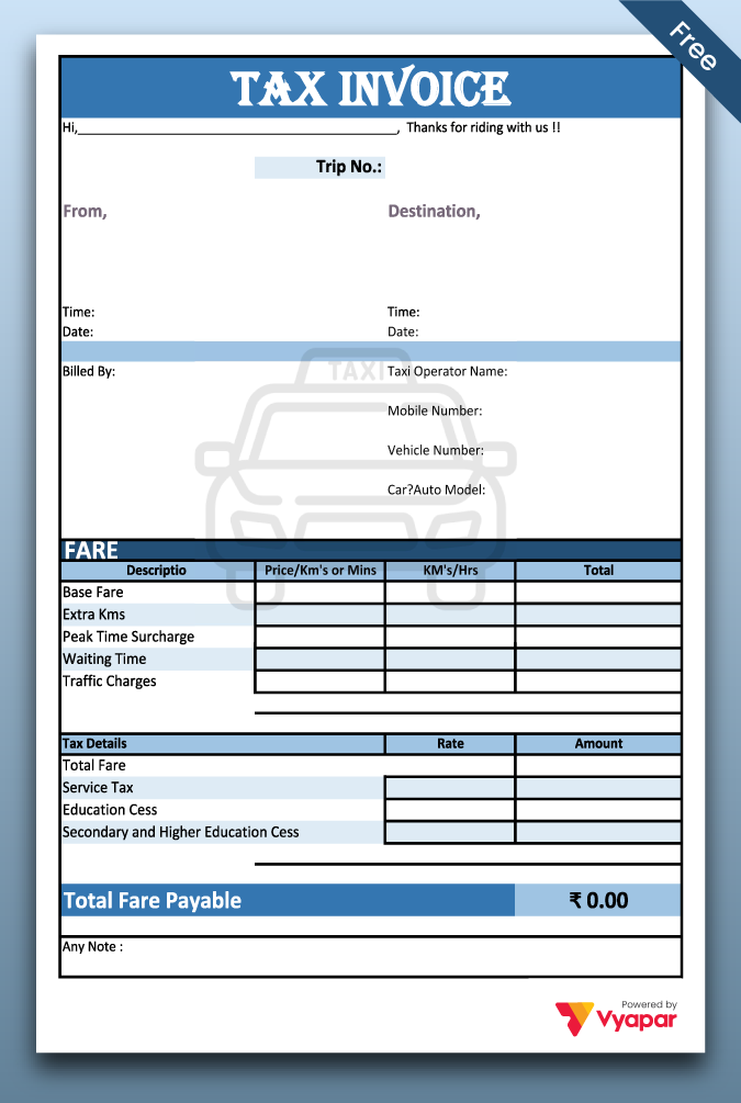 Taxi Invoice Format - 05