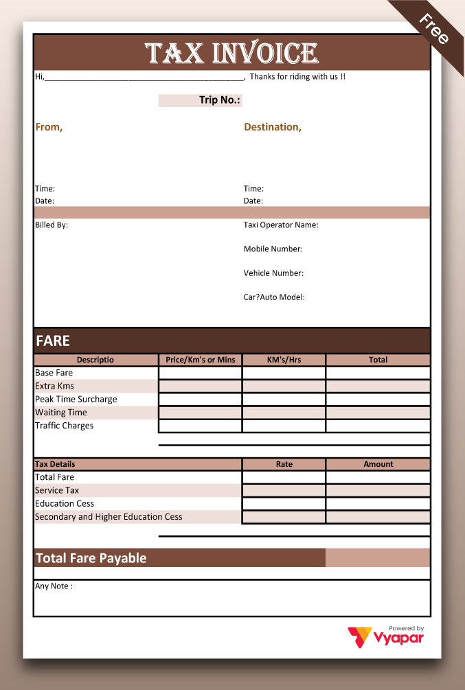 Taxi Invoice Format - 04