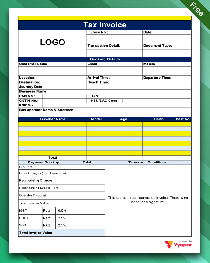 Bus Ticket Format Excel 