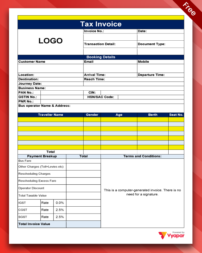 Bus Ticket Format PDF