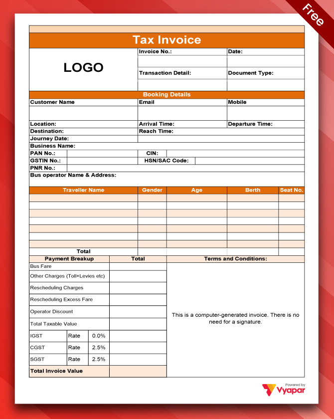 Vyapar bus ticket invoice template in pdf