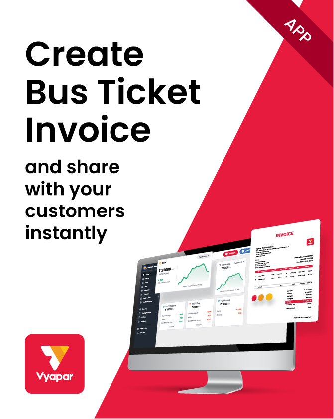 Create bus ticket using Vyapar App