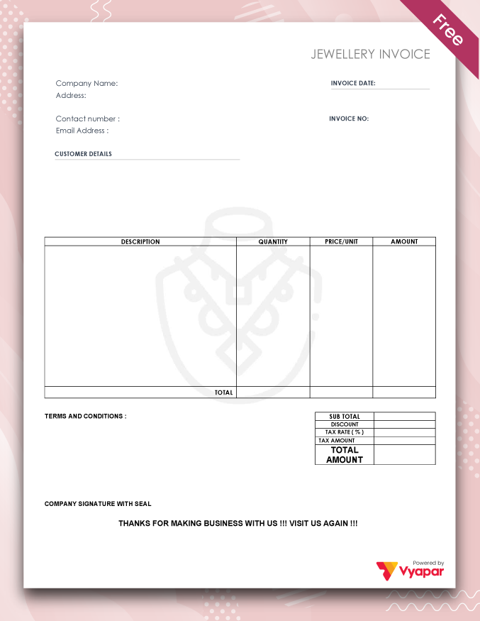 Jewellery Invoice with TnC