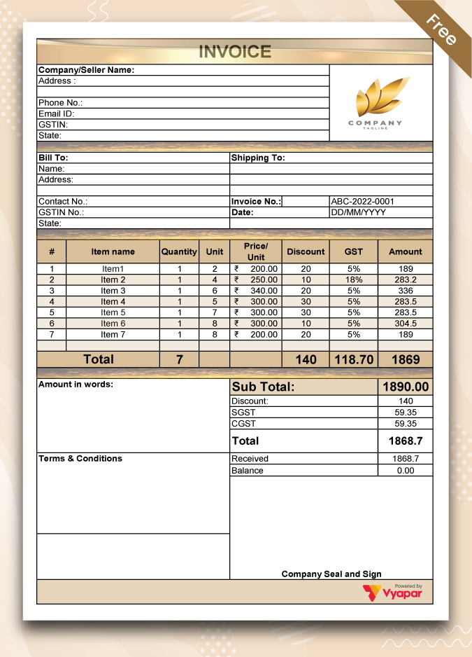 GST Bill Format - 06