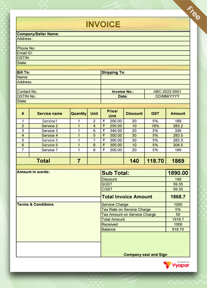 GST Bill Format - 07