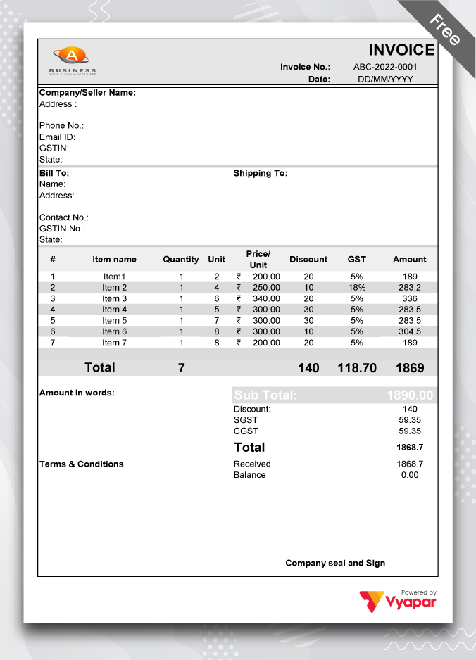 GST Bill Format - 08