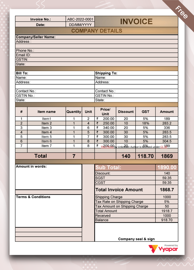 GST Bill Format - 09