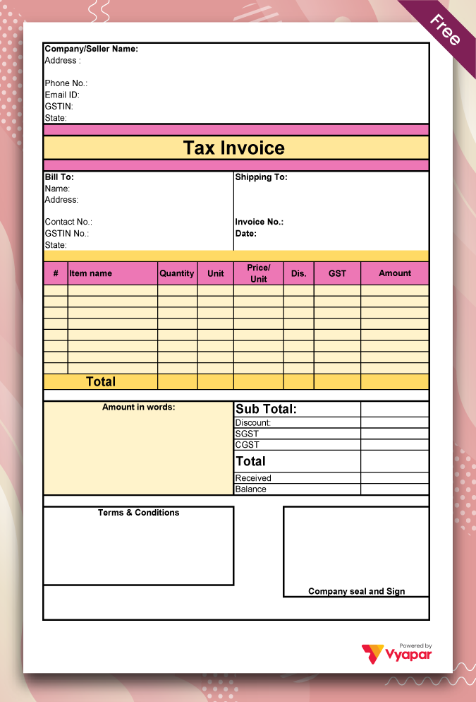 Printing Bill format -3