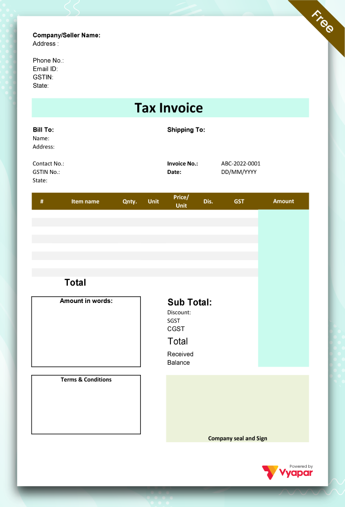 Printing Bill format -4