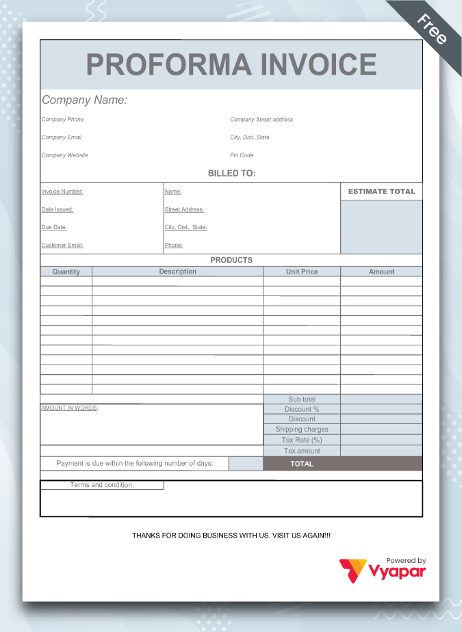 Proforma Invoice Template 2