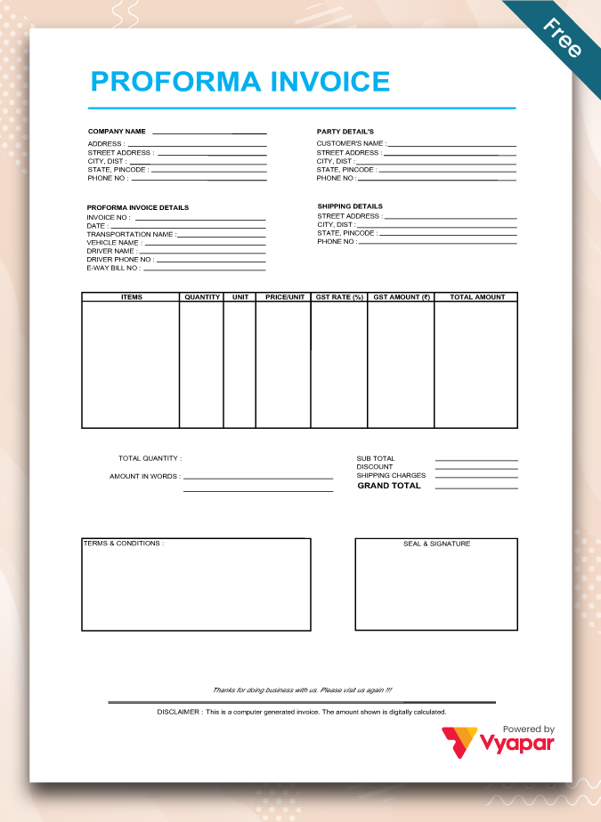 Proforma Invoice Template 1