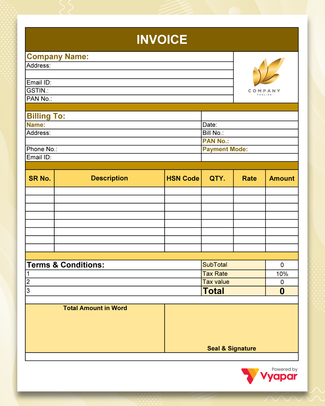 Invoice Format in Excel - Theme 12