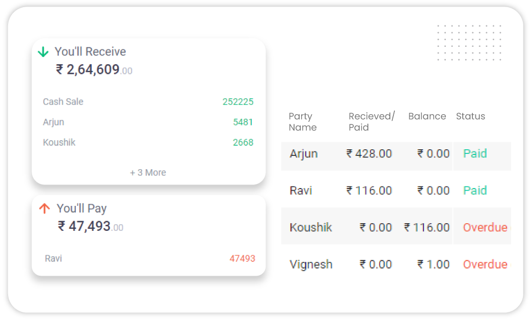 Track Account Payable & Receivable using Vyapar free bookkeeping app