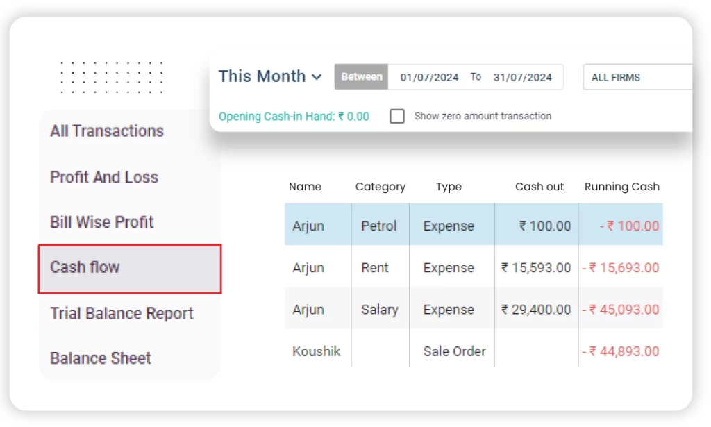 Cash Flow - Billing Software In Excel