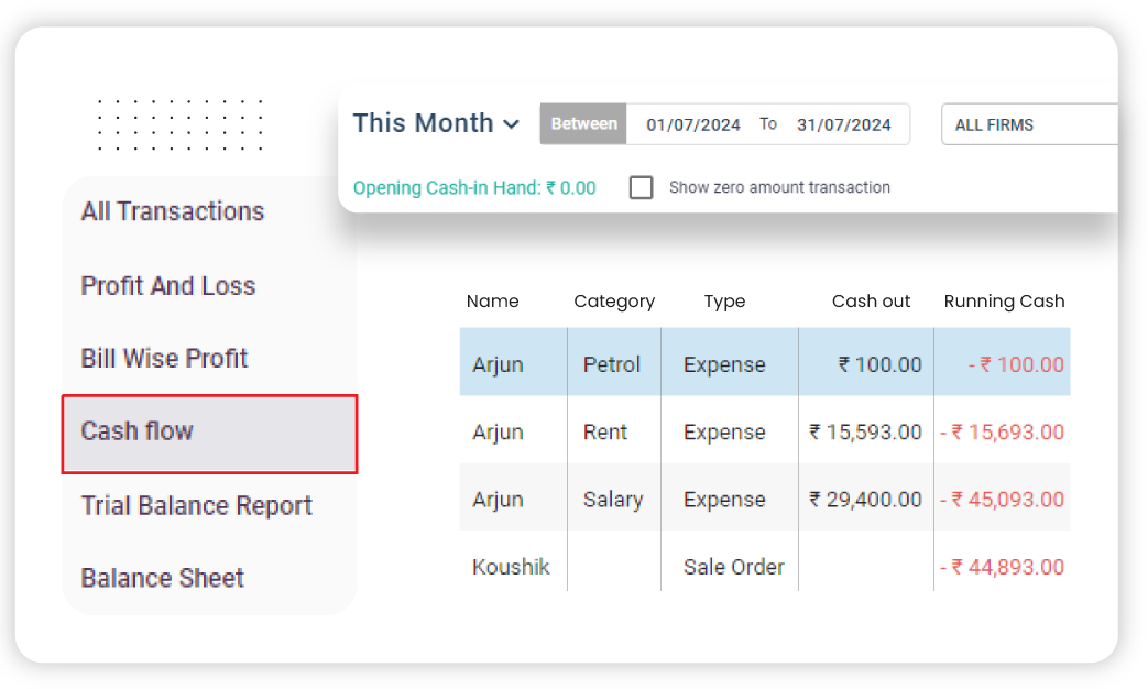 Track cash in and cash out with Vyapar Cloud App