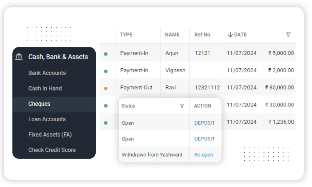 Cheque payments - Billing Software In Excel