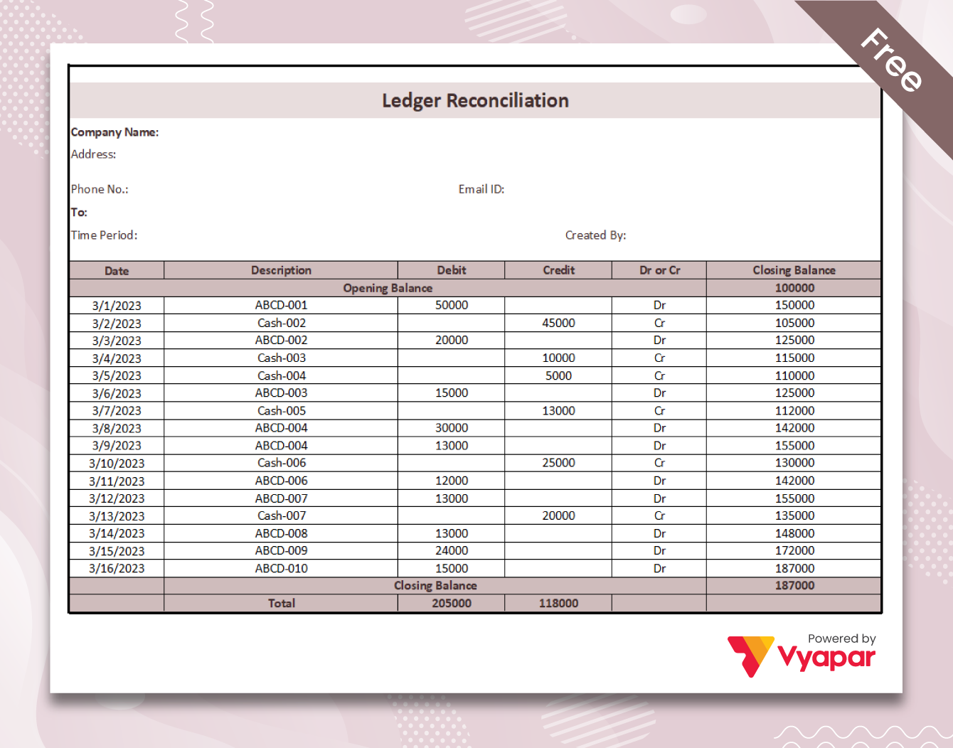 Ledger Reconciliation Format in Excel-4