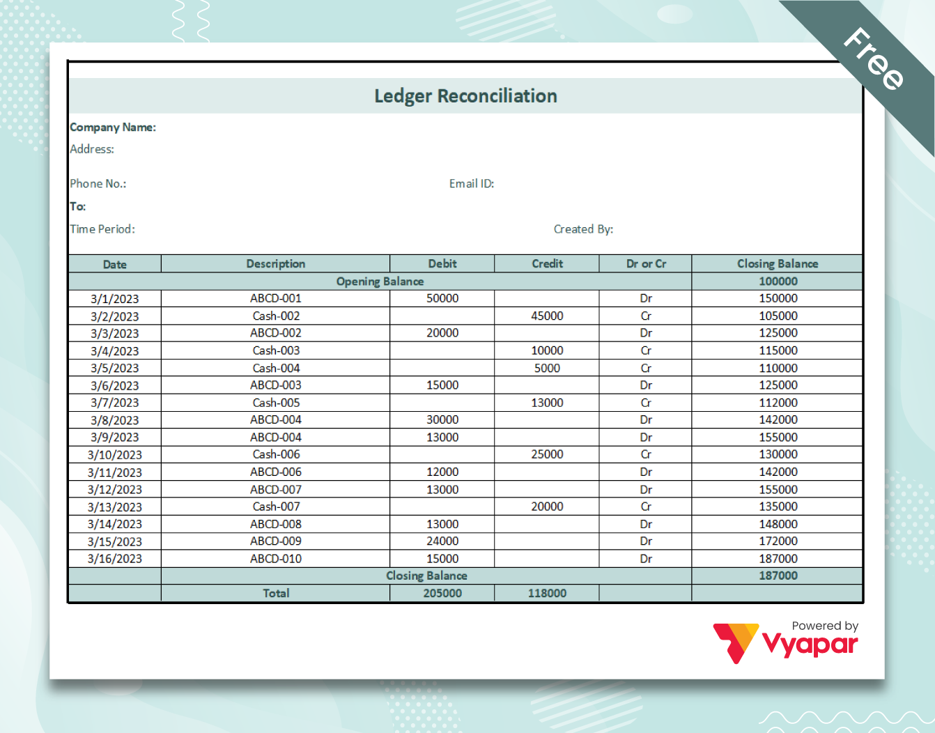 Ledger Reconciliation Format in Excel-3