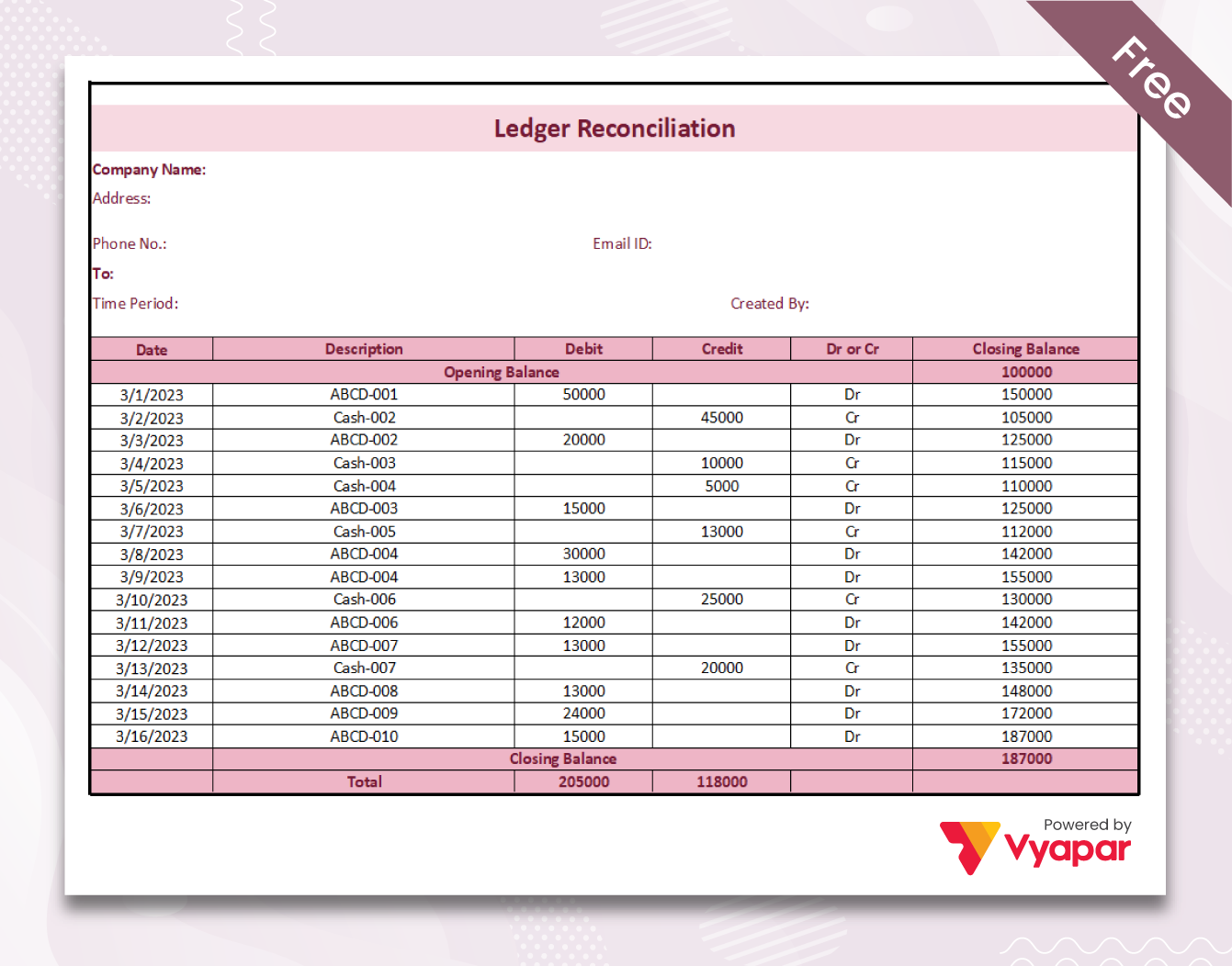 Ledger Reconciliation Format in Excel-5