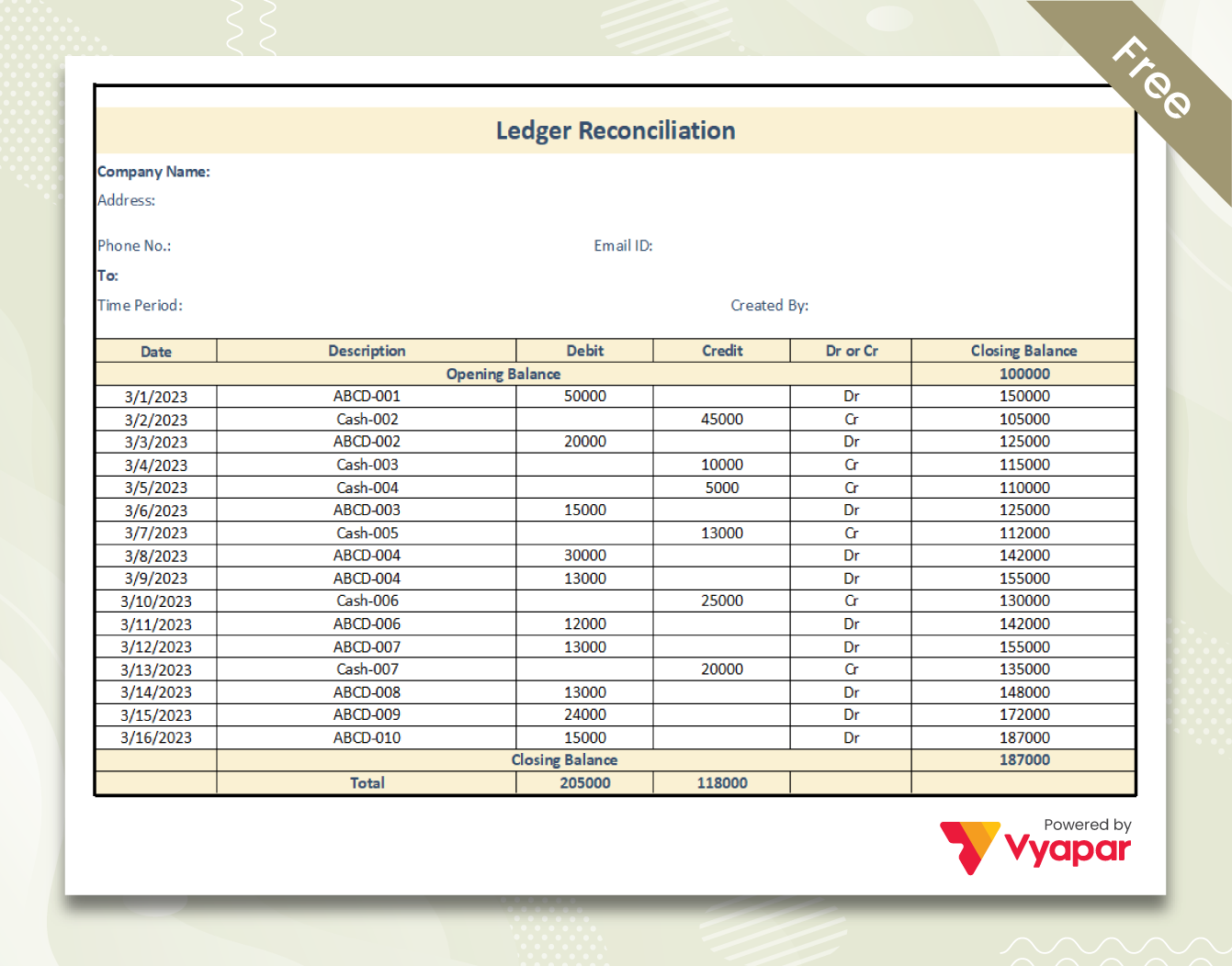 Ledger Reconciliation Format in Excel-7