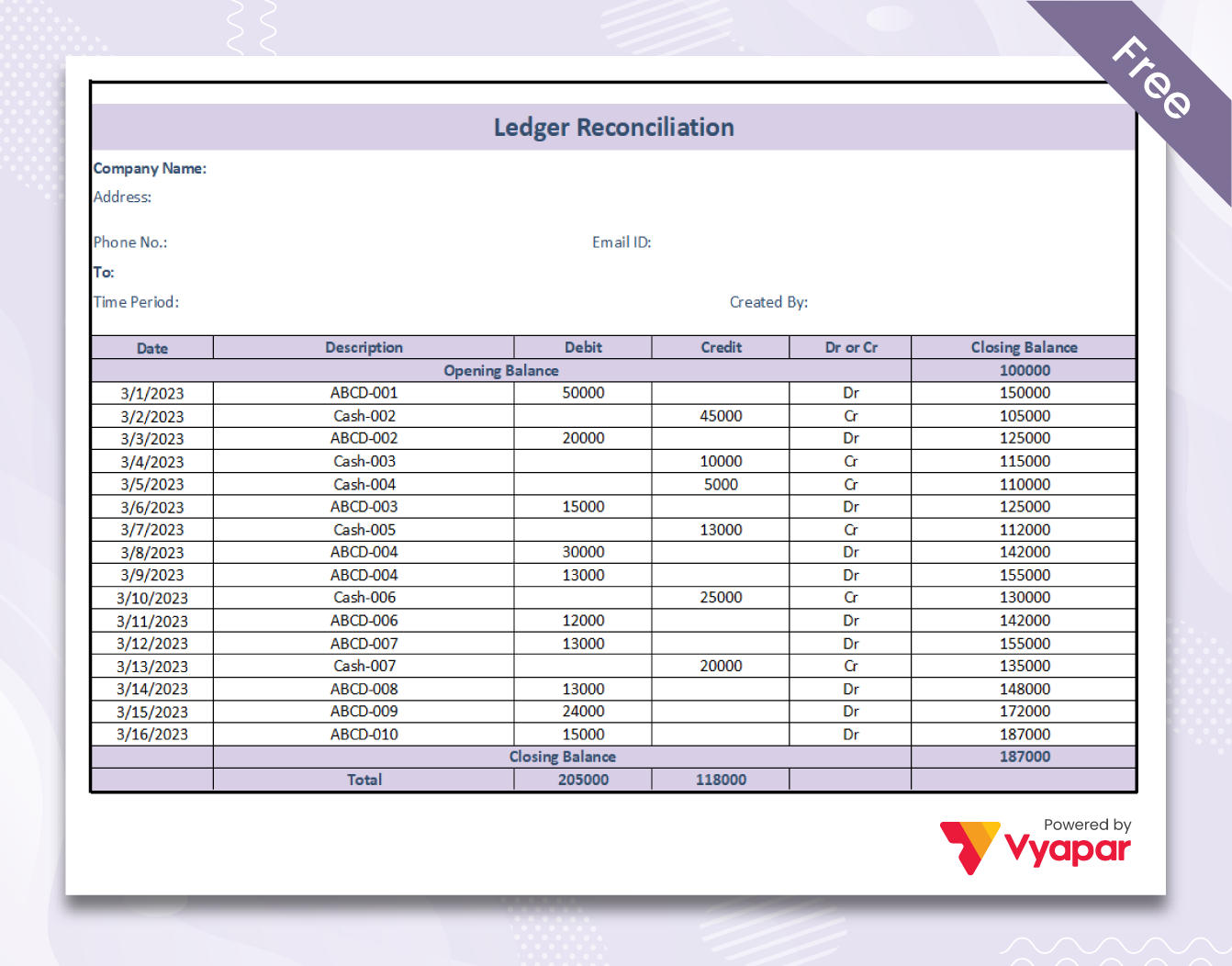 Ledger Reconciliation Format in Excel-8