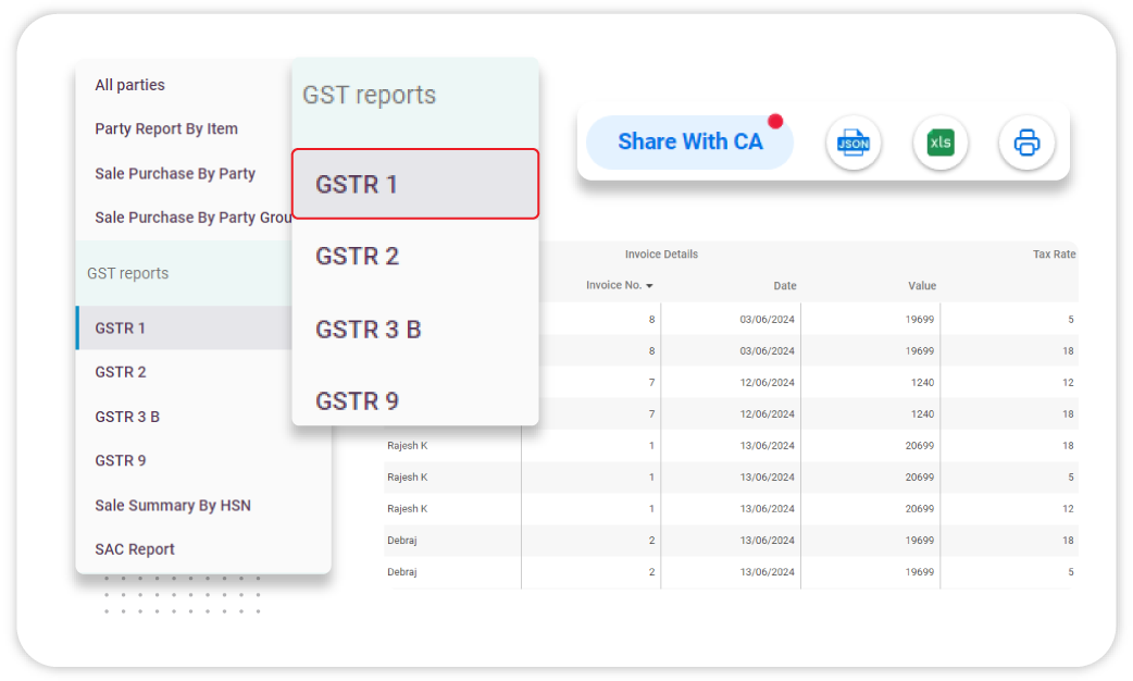 Create GST reports using Vyapar growing business accounting app