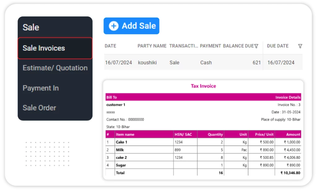 Sales & Invoice Generation