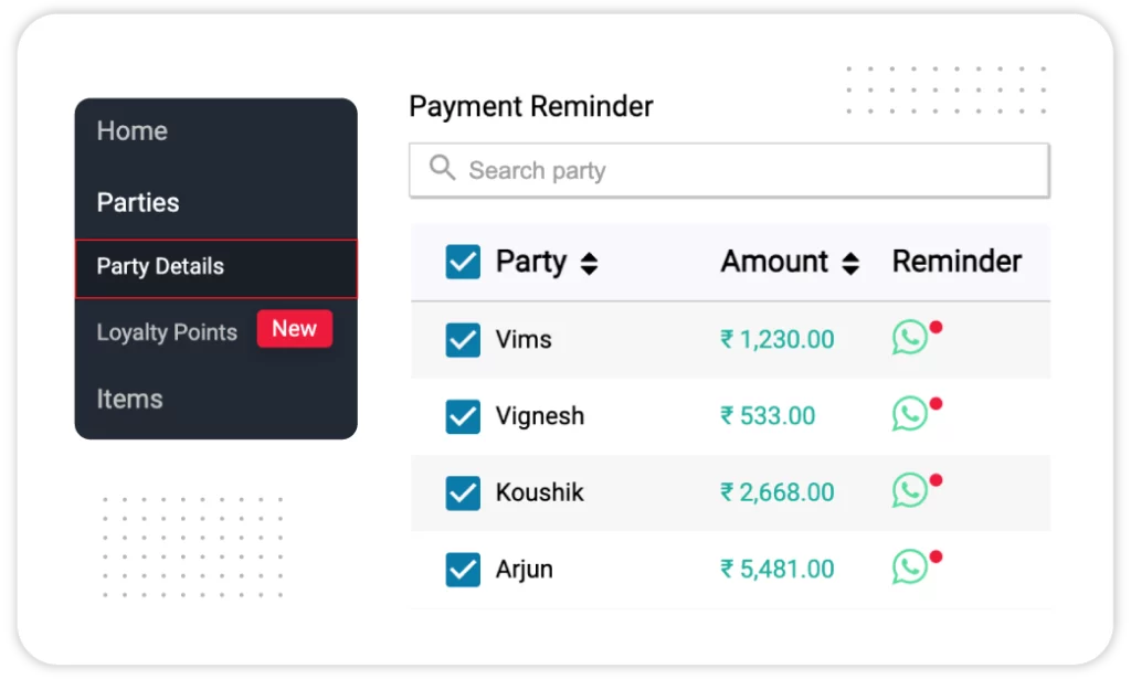 Payment Reminder - Garment & Cloth Shop Billing Software