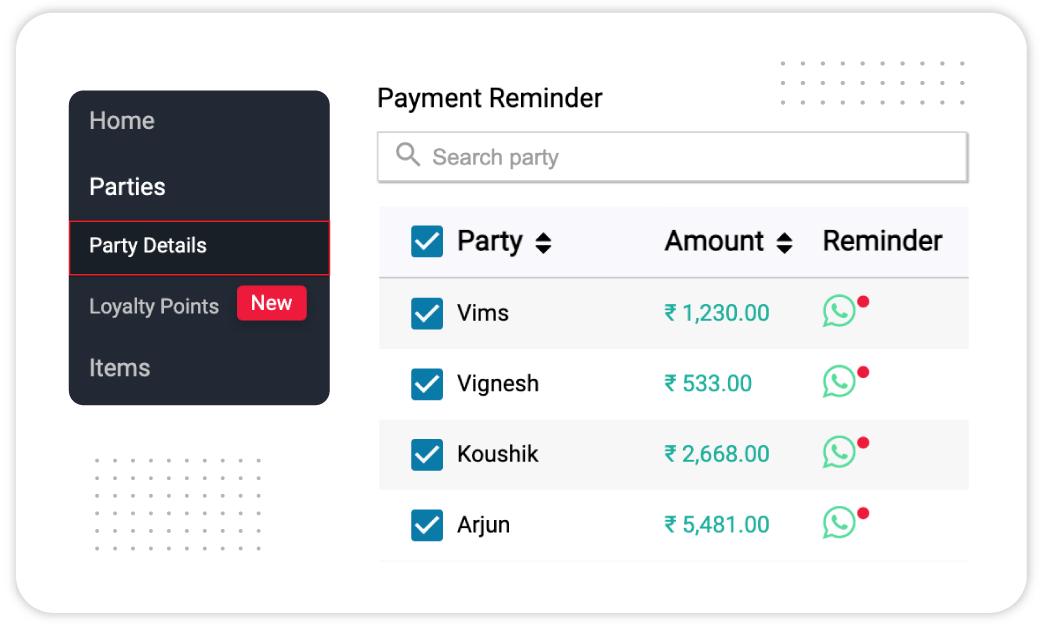 Send payment reminders using Vyapar hardware billing application