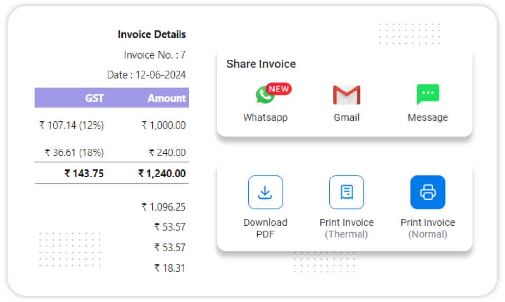 Print Share Invoices - Garment & Cloth Shop Billing Software