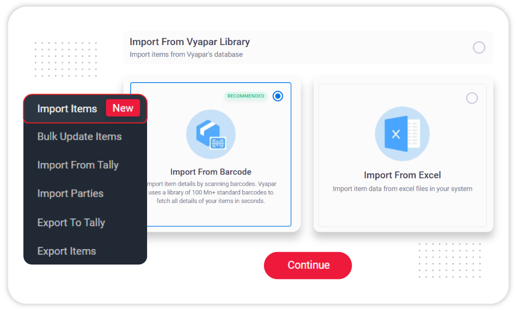 Easily Import and Export Data using Vyapar