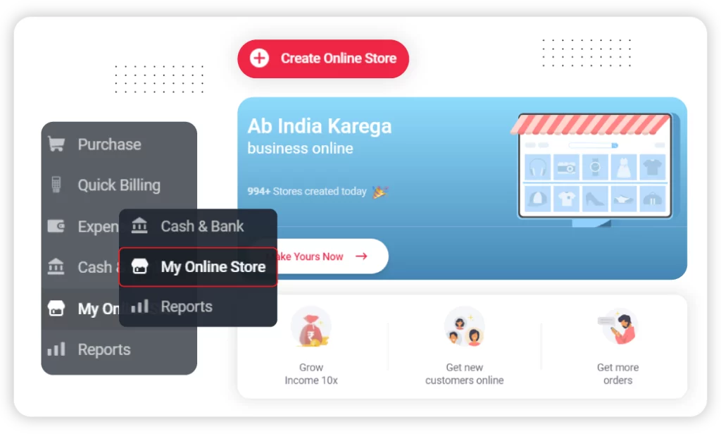 Manage your own online store on Vyapar Accounting App Platform